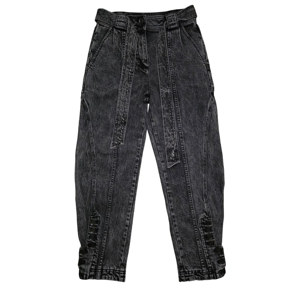 Ulla Johnson Carmen High-Rise Tapered Jeans Distressed Black Size 2